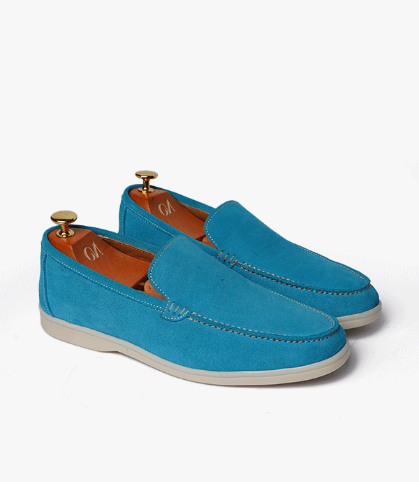 MOCASSIN ROME En Daim, Bleu ciel – CL229