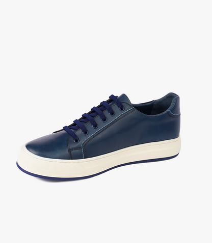 BASKET ROGUE en Cuir, Bleu Nuit– CL6073